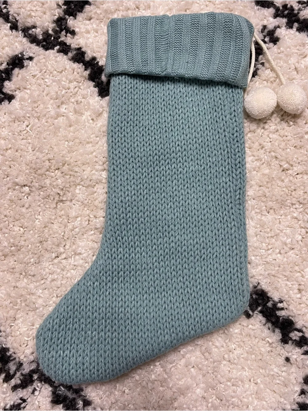 Personalized Knit Stocking in Light Teal with Letter A